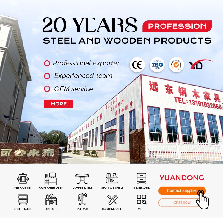 Custom High Quality Dog Kennel Pet Cage Breathable Wooden and iron Dog Crate Dog House with 2 Drawers