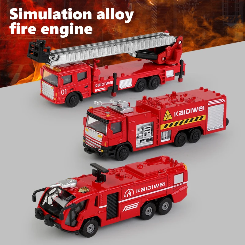Alloy fire rescue ladder toy car set children small car model boy  toys car model metal