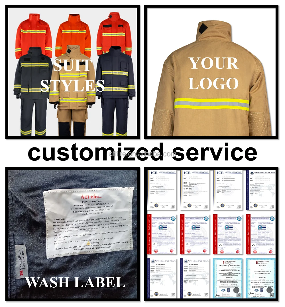 Premium Firefighting Clothes  EN469 Compliant Fireman Suit Nomex Kevlar & Aramid Firefighter Suits for Enhanced Protection.