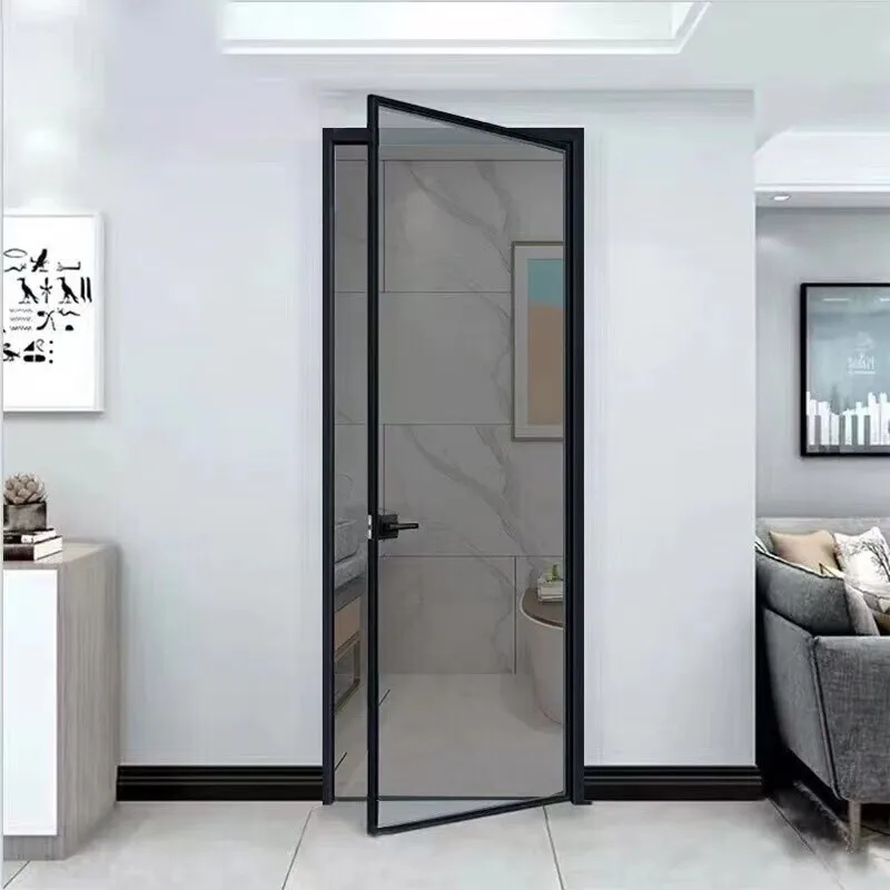 Thermal break  popular security  aluminum frame glass double entry door exterior double swing doors with blinds