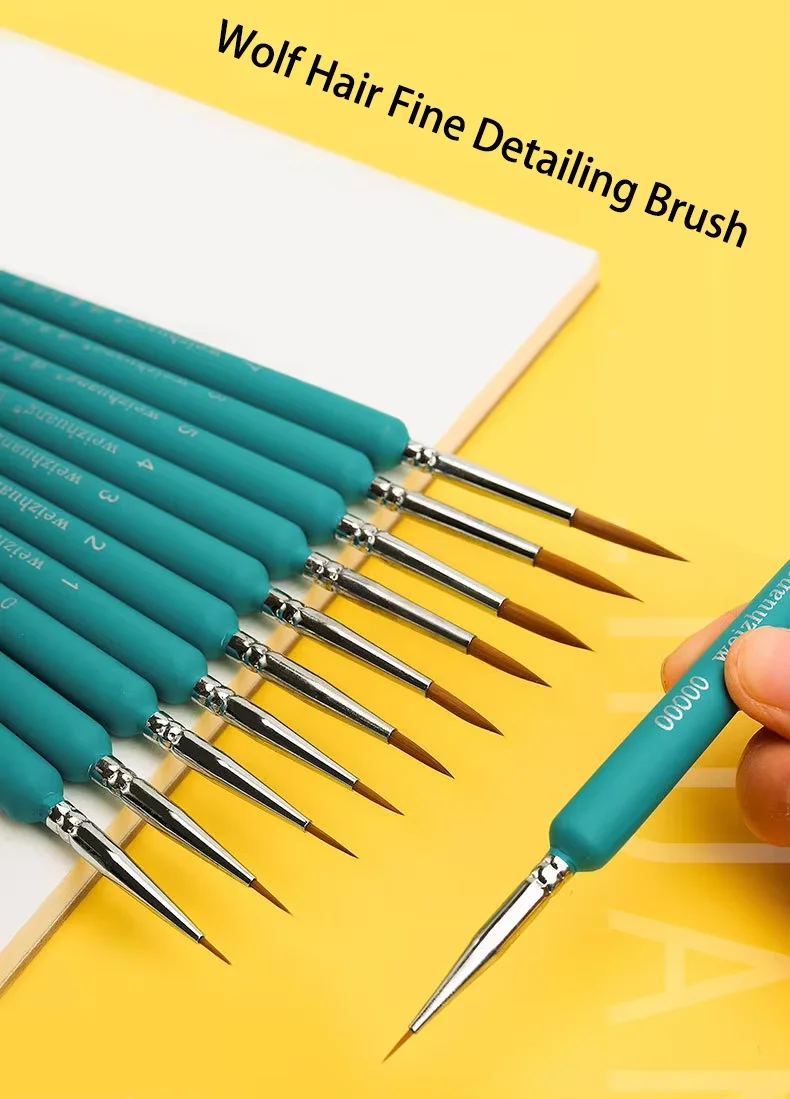 high quality tiny tip nylon oil water color wood handle brush pen