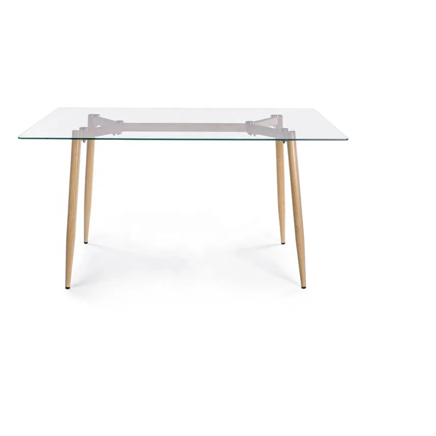 Nordic Mesa de comedor nordica vidrio rectangle Glass Top Dining Cafe Table 120x70cm
