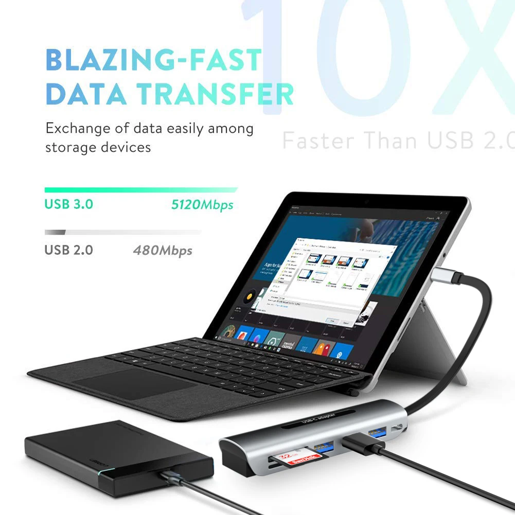 Type C USB 3.1 Docking Station 3.0 Adapter 9 In 1 PD Charge Micro SD TF card Audio HDTV VGA Usb C Hub