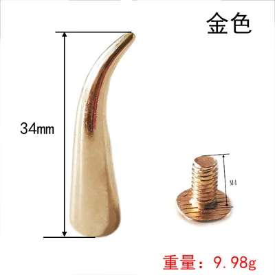 10x37mm screw back brass bent spike punk spike