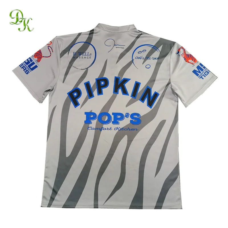 Custom design sublimated 100% polyester custom made bowling shirt