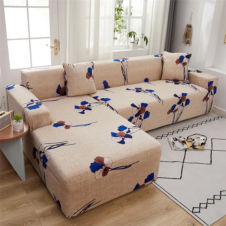 wholesale Sleeping L Shape Set Of Sofa Covers With Beauty Flower Style Slipcover-2 pcs of 3 seater