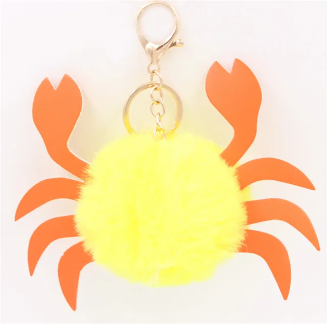 2024 Colorful Wholesale Furball PomPom Puff Ball Keychains Plush Fur Ball Key chain Pom Pom Keychain bulk
