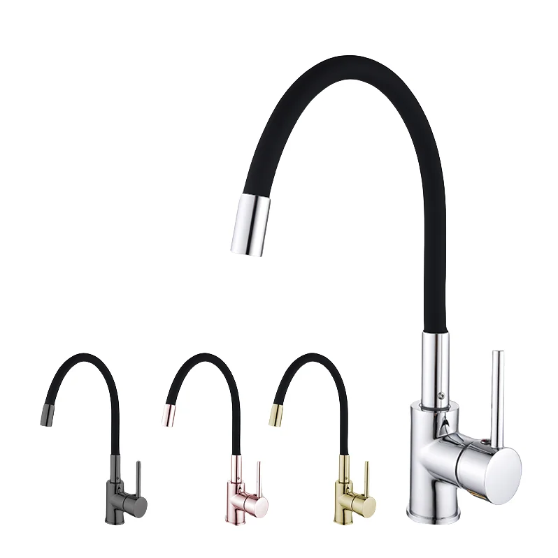Good design Brass Material Kitchen Mixer Pvc Black Flexible Spout Faucet Kitchen