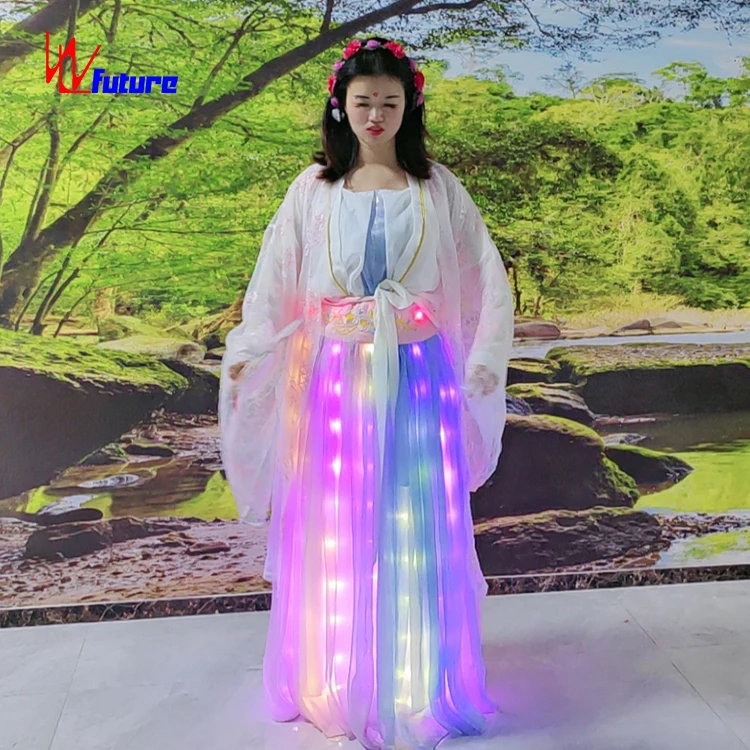 Традиционная китайская светодиодная старинная одежда Hanfu меняющая цвет светодиодный сказочный костюм для девочек танцевальные сценические комплекты