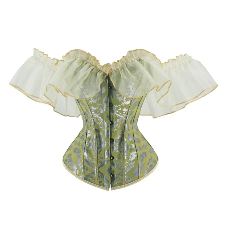 New jacquard ribbon silk ruffled sleeve strapless corset body shaperwear sexy lace Classic Jacquard Shaper Tops