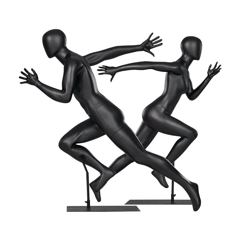 Wholesale New Design Window Display Fiberglass Male Sports Maniquies Running Mannequin  Black Muscle Full Body Dummy Model