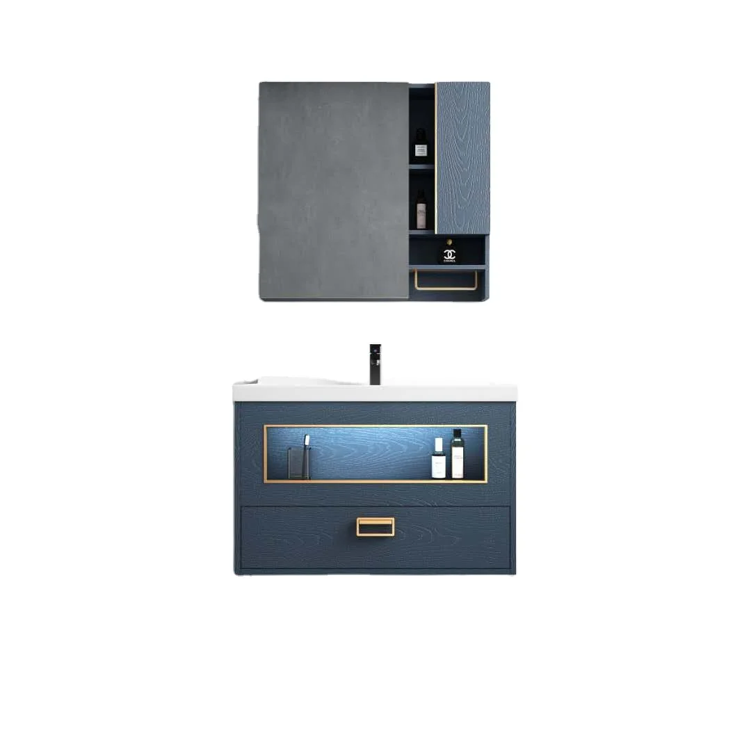 Wall cabinet Bathroom hand wash basin cabinet vanity with mirror wall mount two doors cheap vanity in wholesales