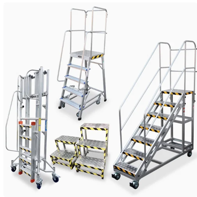 Industrial-Style Aluminium Alloy Work Platform Elevator with Lifting Wheels for Warehouses and Workshops