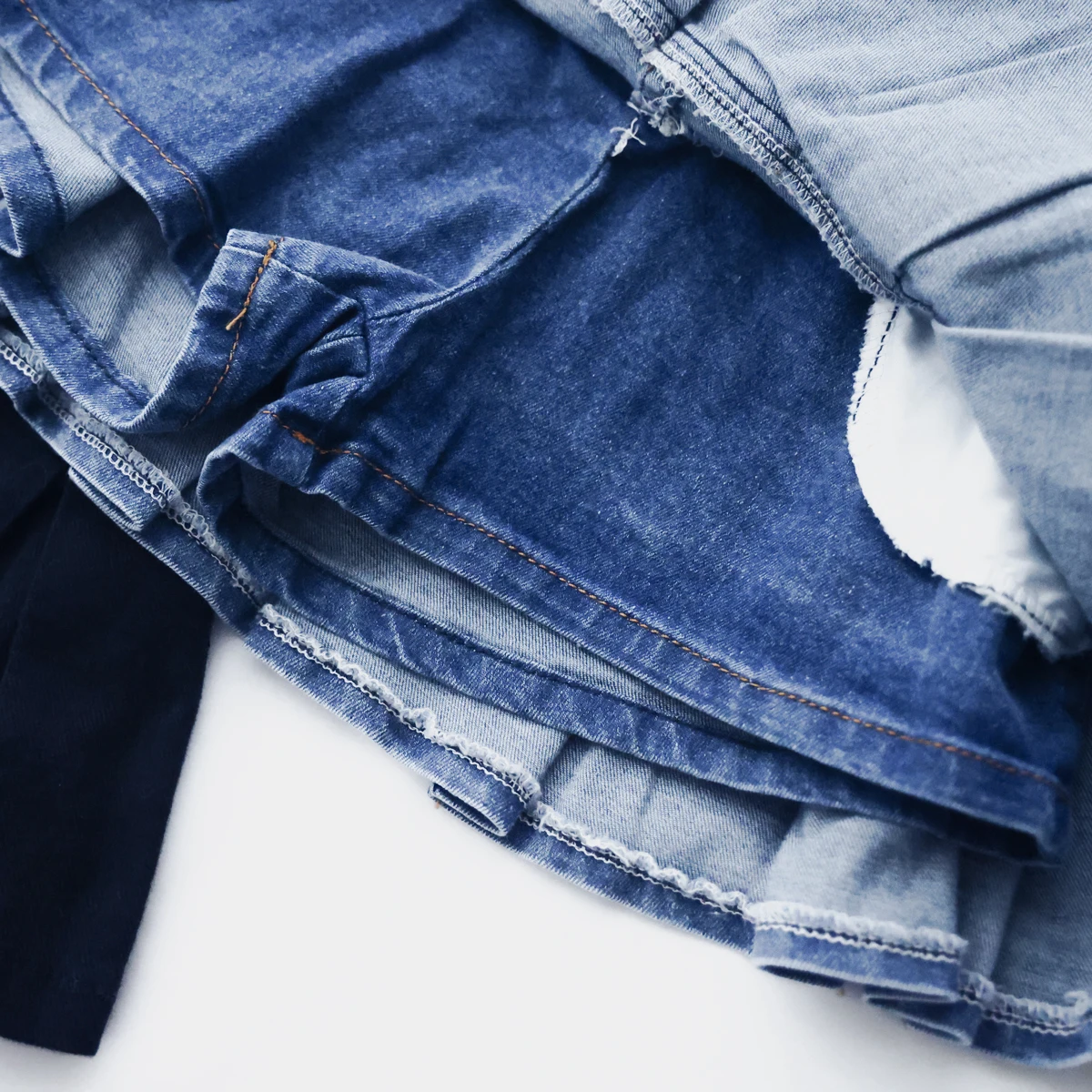 Kids Jean Skirts with Denim Safety Knickers Girls Ruffle Denim Skirt Wholesale Kid Toddler Girls Teens Pleated Blue Jeans Skirts