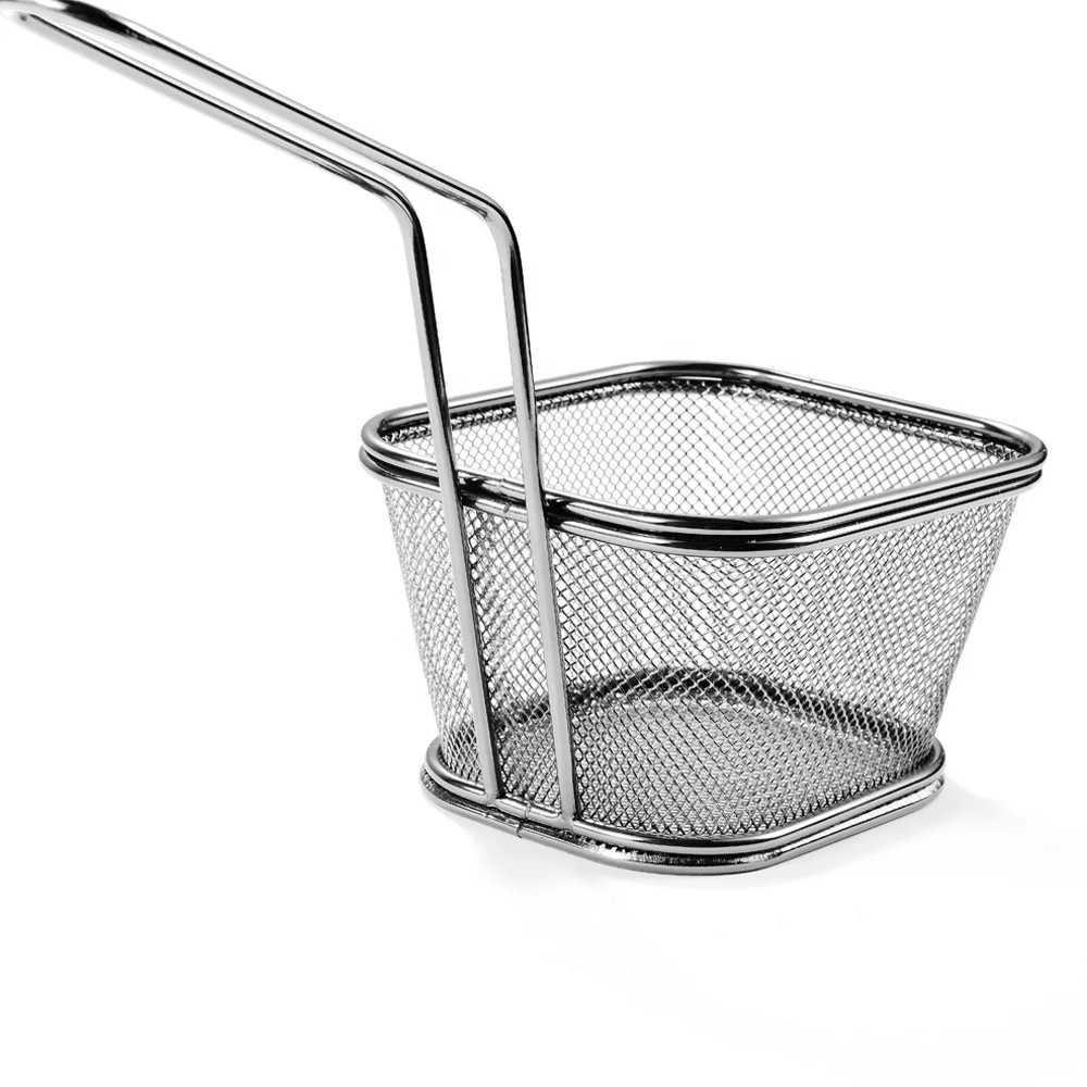 Kitchen Accessories Sliver Black Color Mini Chips Fries Serving Basket French Fries Basket Frying Basket