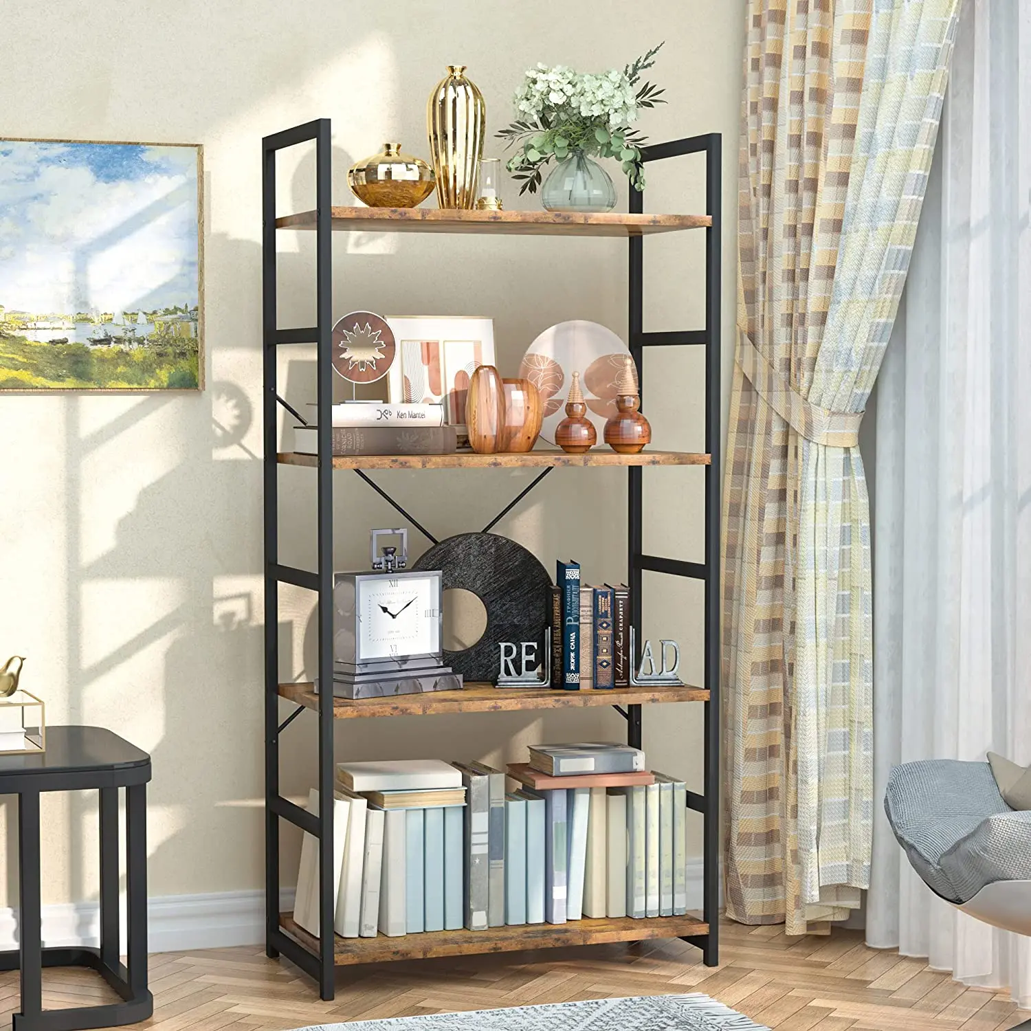 Storage Shelf Racks 6 Tier Vertical  Bookcases Modern Book Shelf for Bedroom Living Room and Home Office