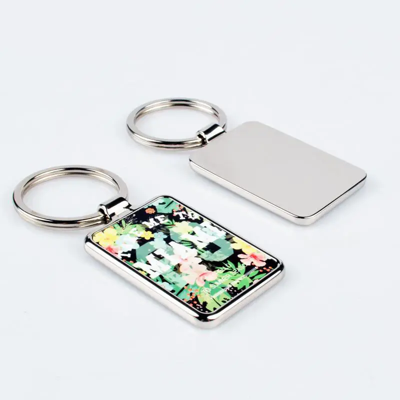 Qualisub Blank Keychains Sublimation Metal Keychain Blanks in Rectangle Shape for Custom Printing
