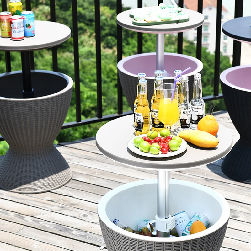 Patio Garden Portable Beer Bar Drink Ice Bucket Coolers Table With Light