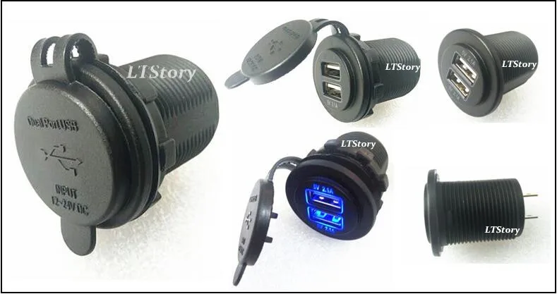 DC12V/24V 4.8A Waterproof dual USB Power socket