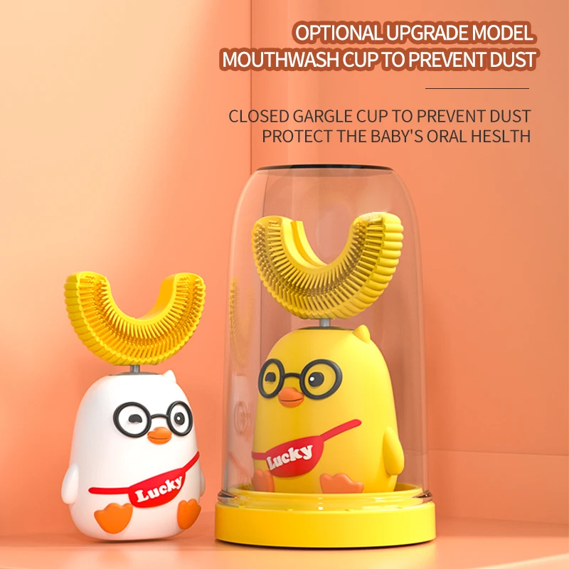 Children u-shaped sonic electric toothbrush IPX7 Waterproof kids electric toothbrush with Silicone Brush Head