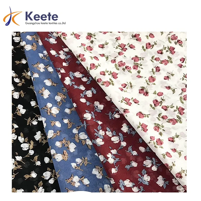 Polyester stretch satin printed fabric clothing fabric wholesale