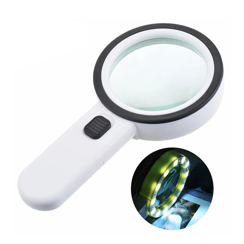 Multipurpose Double layer optical 30x enlarge 12 led magnifying glasses magnifying glass led light