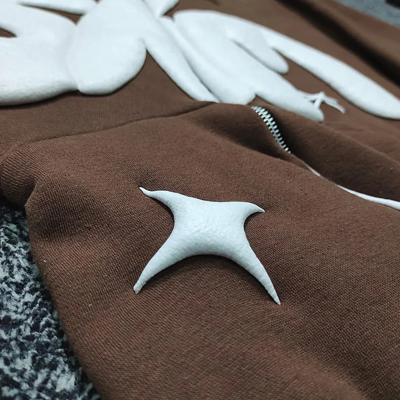 100% Cotton Puff screen Printing Streetwear Full Zip up Hoodie Manufacturers Hoodies Custom Logo Heavyweight Zip Up Hoodies