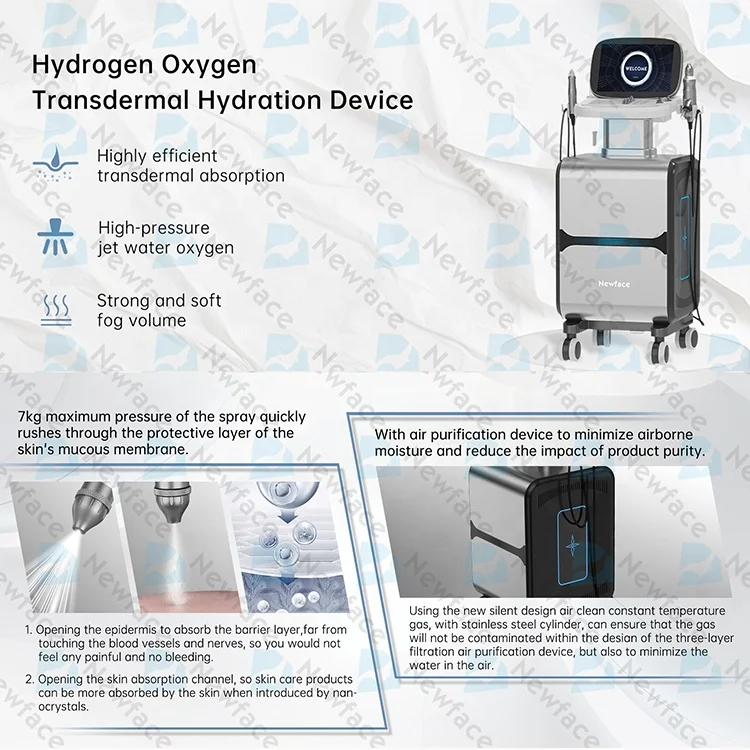 NewFace 2025 New Hydra Beauty Oxygen Therapy Facial Rejuvenation Device Skin Tighten Hydration Hyperbaric Chamber Hydro Machine