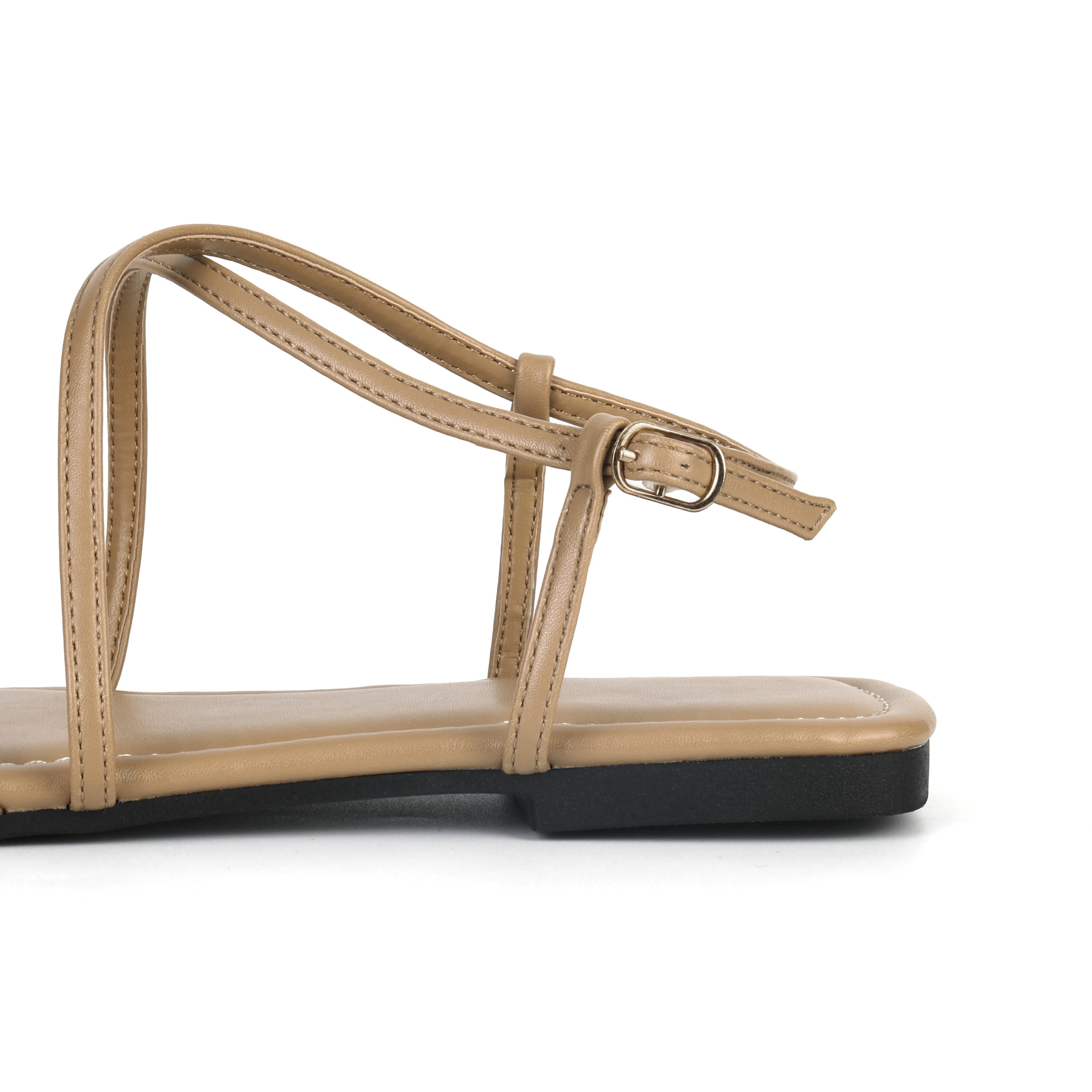 Summer 2023 Simple Casual Commute Leather Women Shoes Sandals Square Open Toe Flat Sandals PVC PU Rubber Gua Plus Size Sandals