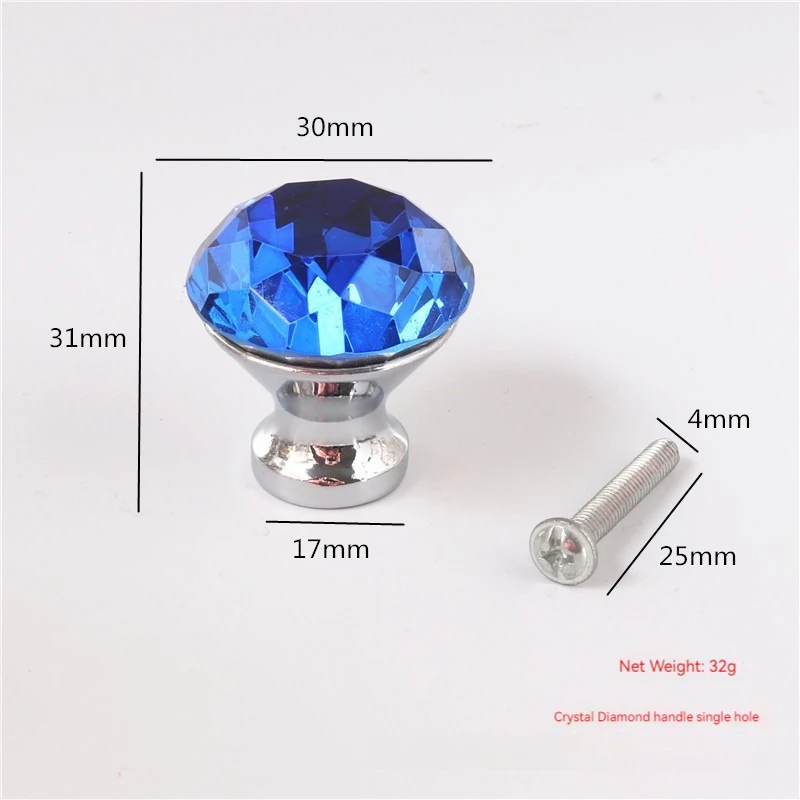 Manufacturers wholesale crystal diamond drawer handle single-hole cabinet door handle furniture crystal handle
