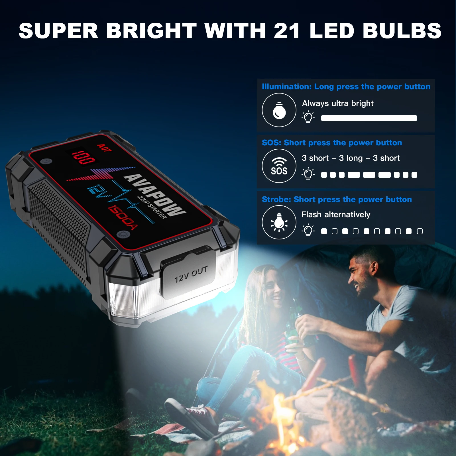 A07  AVAPOWPortable car jump start Multifunction jump starter power bank with Flashlight Battery Jump Starter