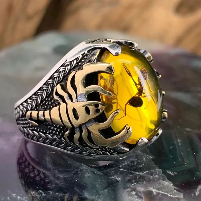 European American Fashion Retro Ant Scorpion  Jewel Ring Classic Alloy Jewelry for Wedding Party or Gift