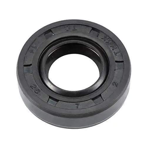 Oil Seal TC 14mm X 28mm 7mm Nitrile Rubber Cover Double Lip With Spring for Bearing Shaft Black Pack of 1