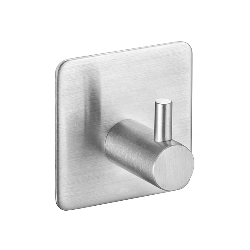 Stainless Steel Sticky Hooks Stick on Wall  Self Adhesive Hooks for Kitchen Bathroom Home Door hanging hook  Silver  102-1