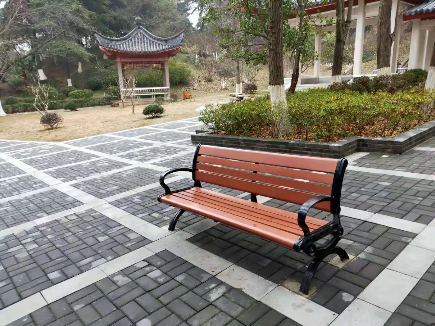 
Factory Price rain-proof Outdoor WPC/HDPE composite plastic wood public park bench 