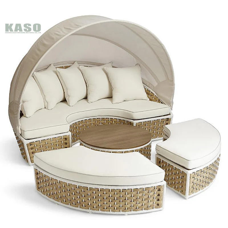 Luxury Aluminum Sunbed Pool Patio Cabana Hotel Seaside Rattan Lounge Chair Teak Sun Bed Sea Beach Daybed