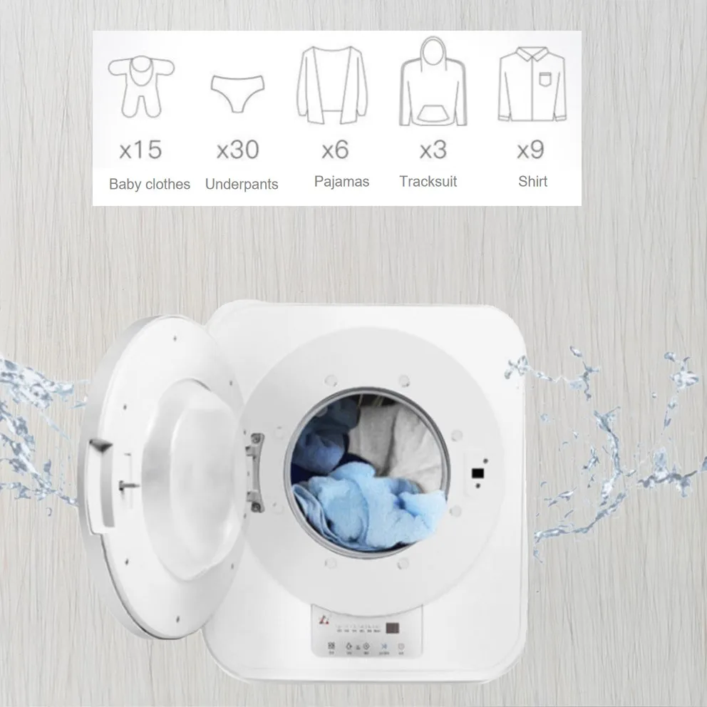 HEYRV 3kg RV Caravan Washing Machine Mini Fully Automatic Washer Dryer Portable Front Loading Washing Machine