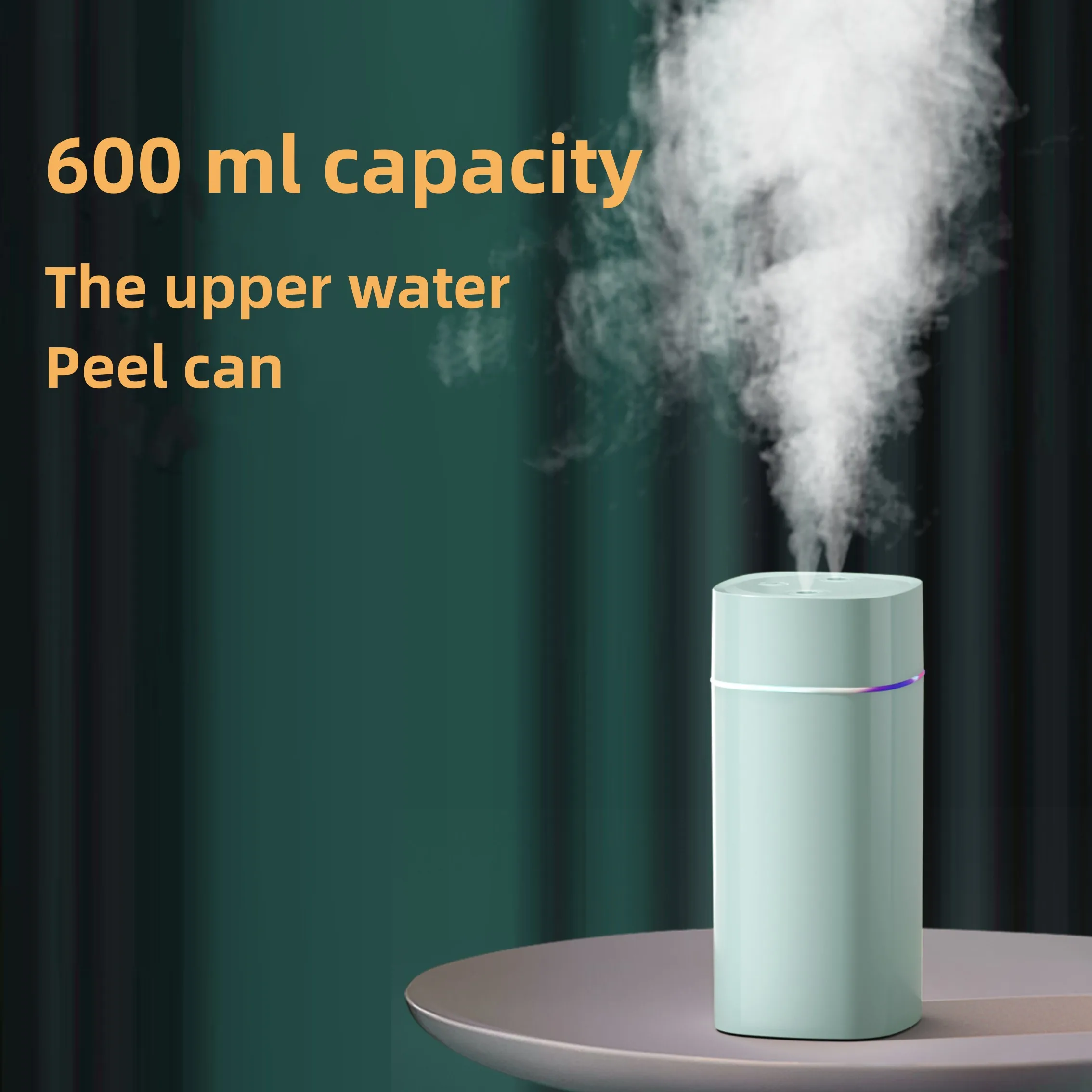 600ml dual mist double Spray humidifiers USB mini portable tabletop Cool Mist Noise home car diffuser with 7 LED color light