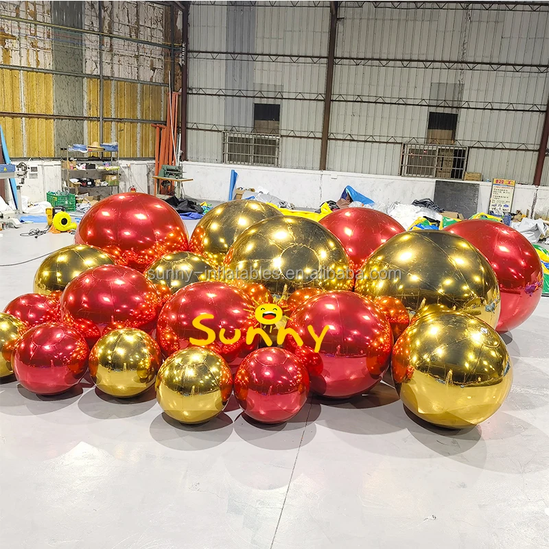 Inflatable Sphere Shiny Inflatable Blue Mirror Ball For Advertising Mirror PVC Inflatable Ball Red Blue Balloon for Promotional