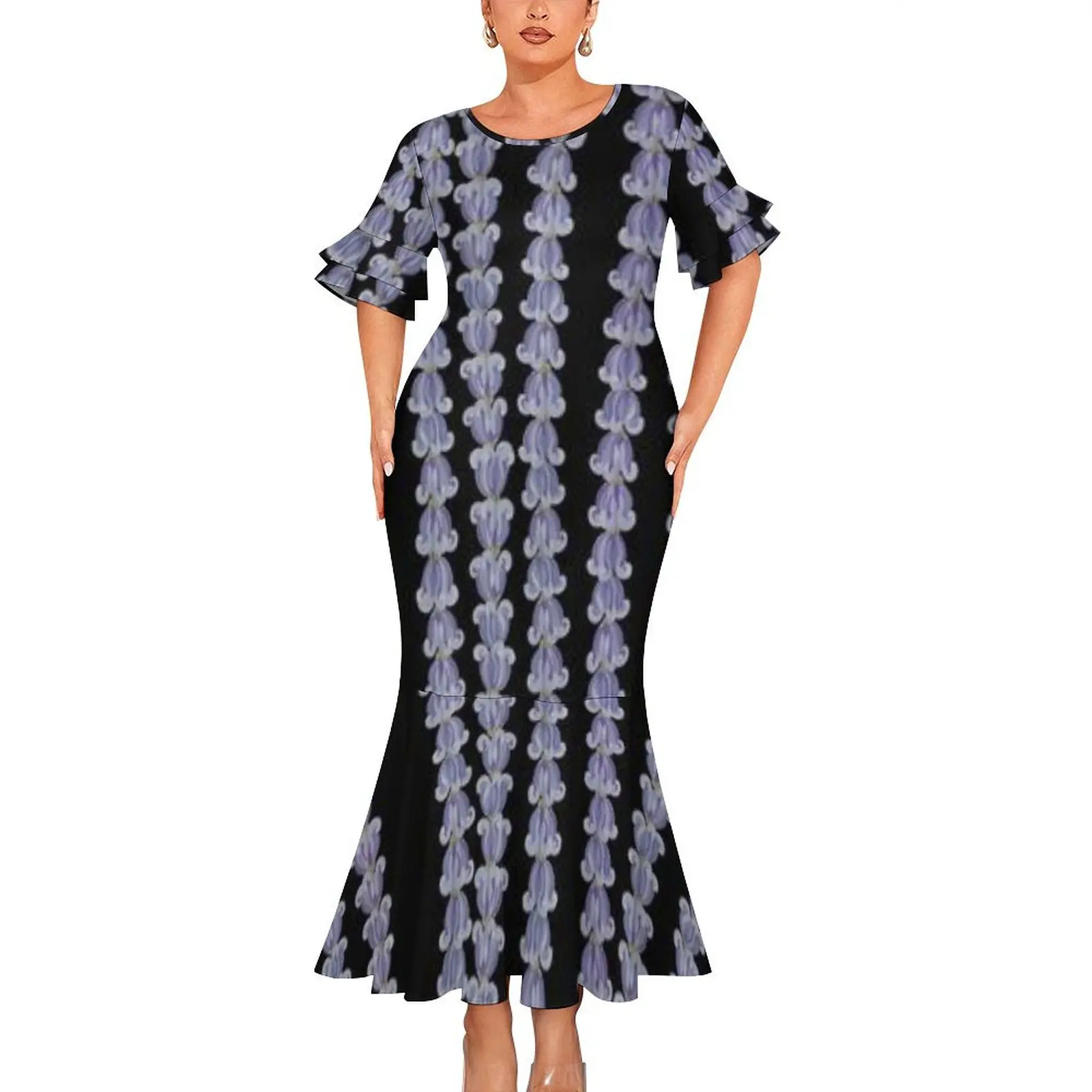 Polynesian Elei Tribal Design Custom Business Casual Office Lady Woman Double-Deck Cuff Fishtail Skirt Drop Shipping