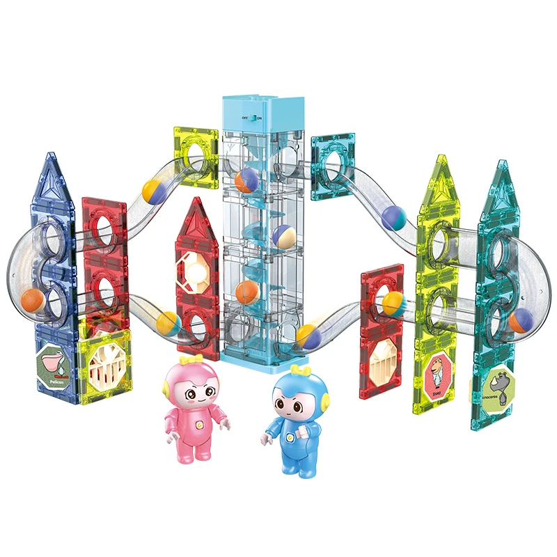 Hot Selling Light Electric Magnetic Marble Run Building Blocks 109 PCS for Kids