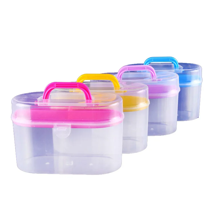 Multipurpose Plastic Storage Container Organizer Box Case with Removable Tray and Handle for Art Craft Sewing Supplies Clear