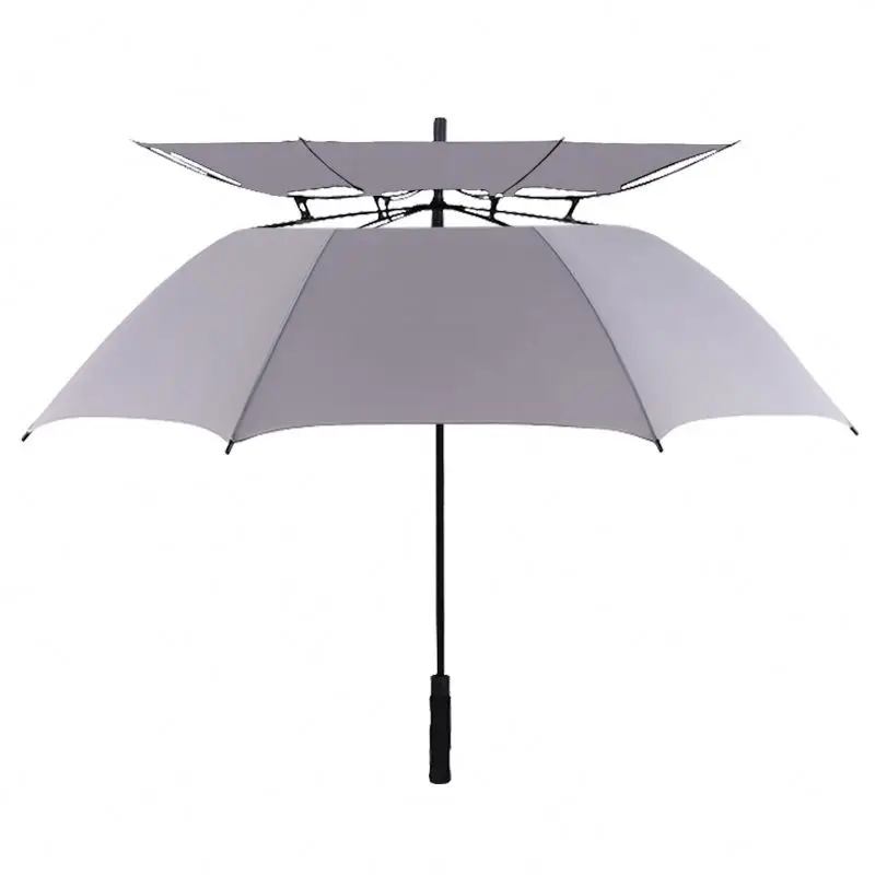 Golf Long Handle Strong Advertising Rain Umbrella Double Automatic Fiberglass Windproof Golf Business Umbrellas