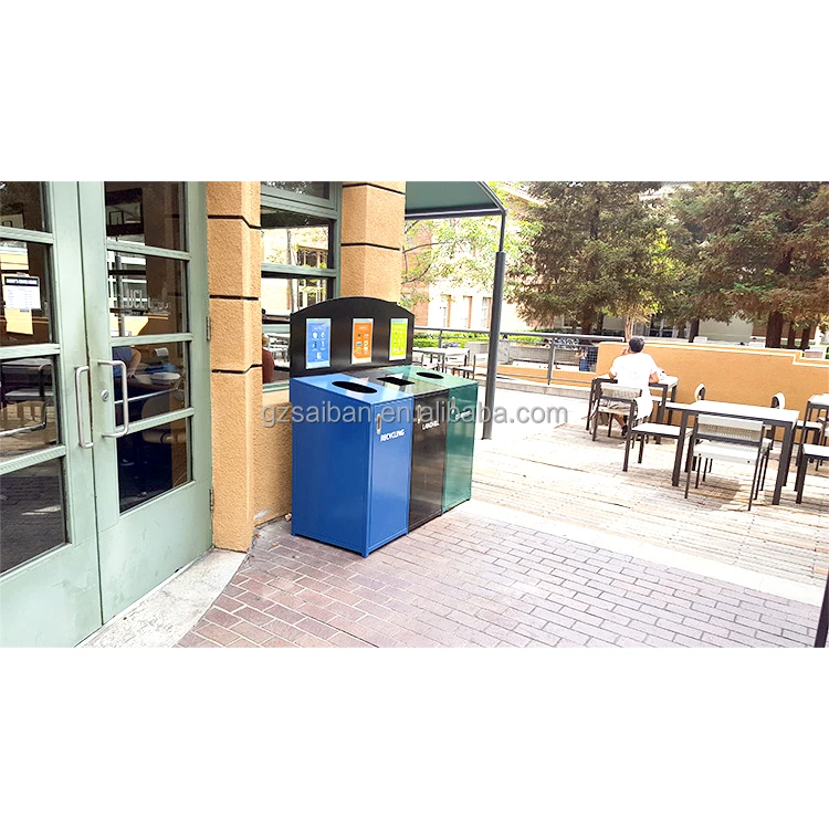 Classified trash can street decorative garbage cans 4-classified trash bin outdoor for park