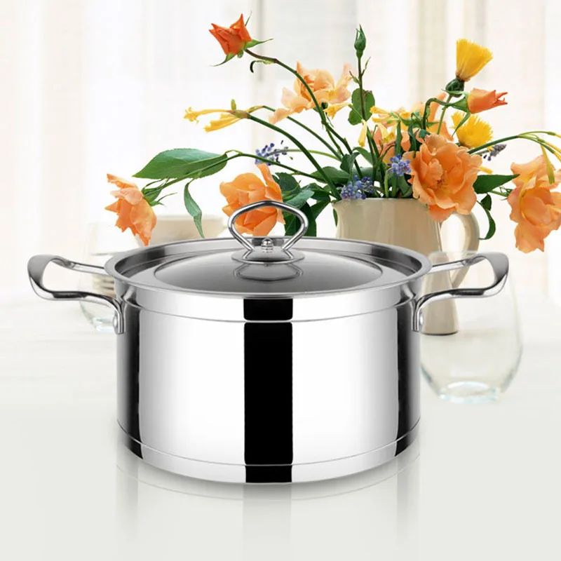 Hot New Fashions Silver Kitchen Supplies Kitchenware Equipment Heat Preservation Thermal Insu Stainless Steel Pots Cookware Sets