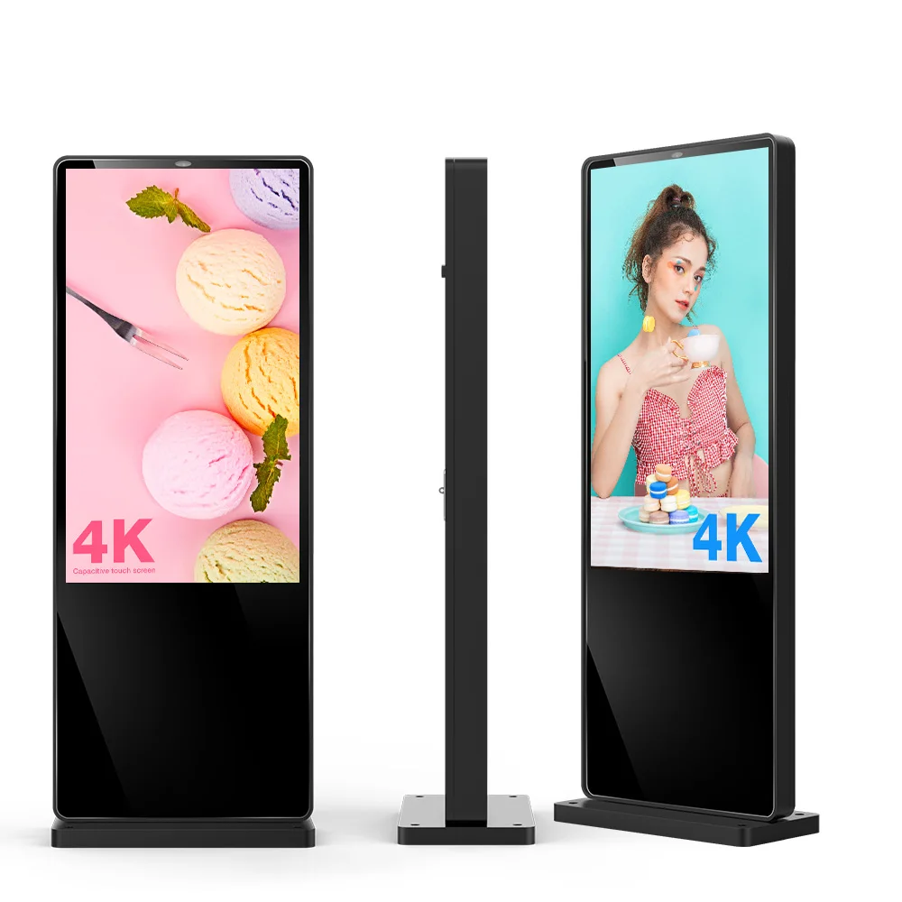 55 Inch Indoor Full HD 1080P High-Definition 450 nits LCD Video Digital Signage Android Media Player Floor Stand Touch Totem