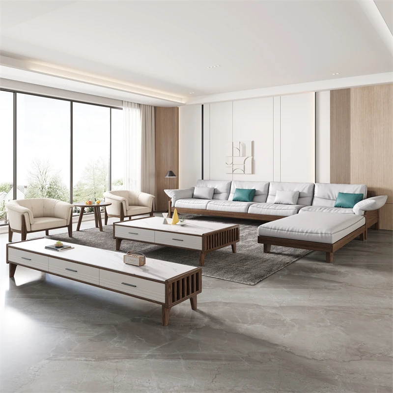 Nordic Modern Design Living Room Chair Walnut and log color solid wood  arm chair modern