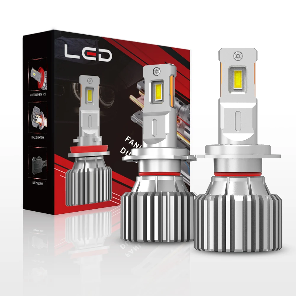 High Quality LED Headlight Bulb H4 H7 H11 9005 9006 5202 With G-XP Chips 6000LM Double Copper Tube Fan-less Car Headlight 6500K