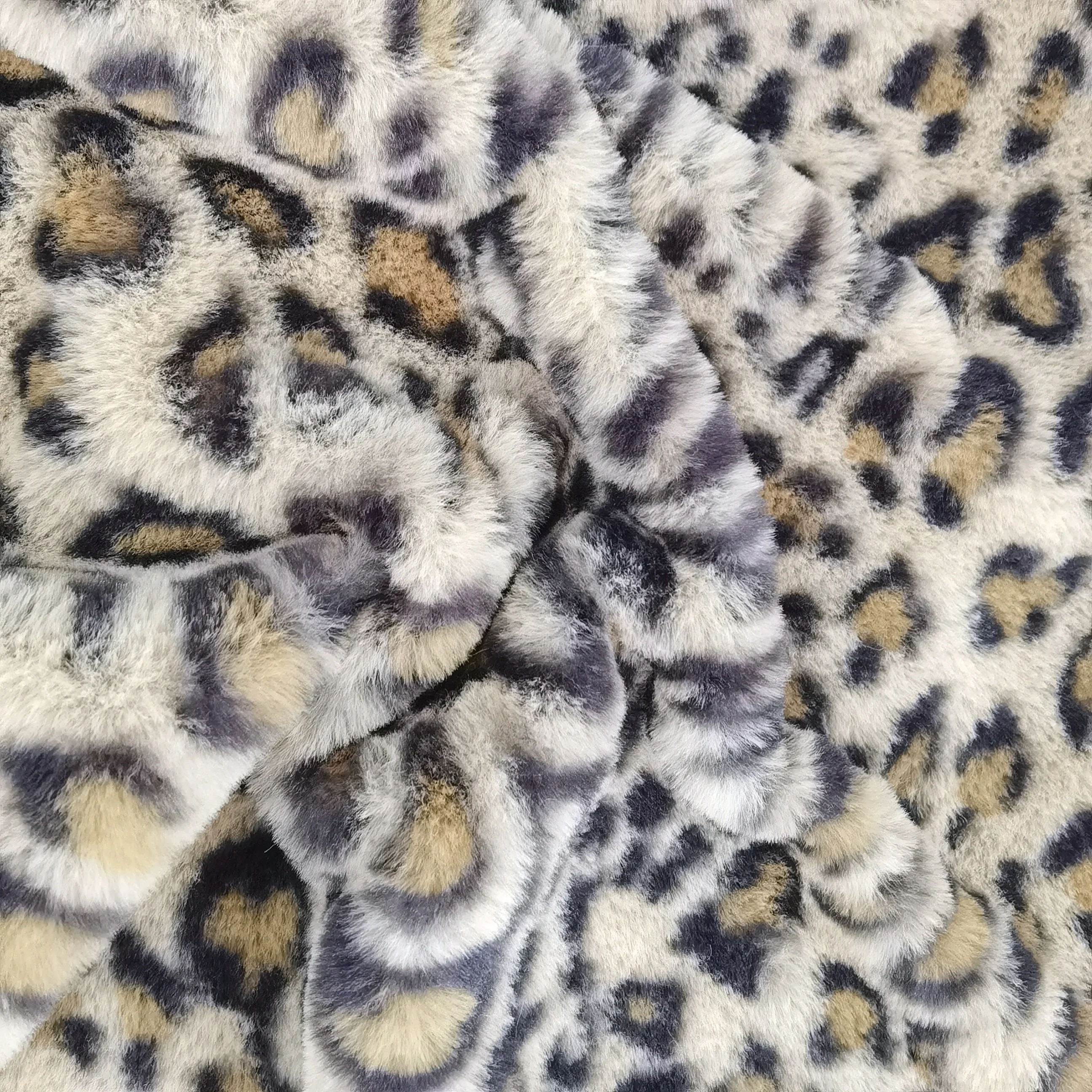 Polyester tiger custom leopard print soft skin-friendly faxu rabbit fur warp coat knitted hometexeile fabric