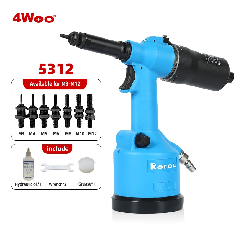 Pneumatic Rivet Nut Gun RL-5312 Easy Operation Convenient Air Riveter M3-M12 Powerful Pull Force Riveting Tool for All Materials